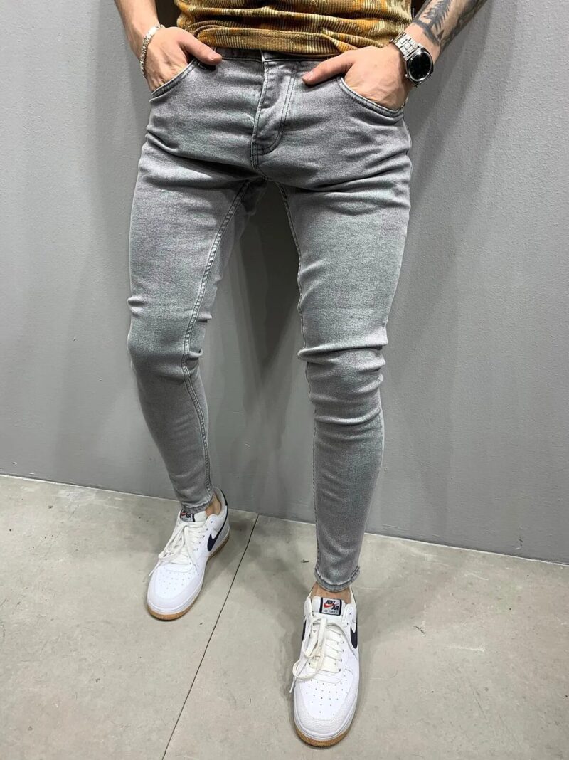 Fashion Street Style Ripped Skinny Jeans Men Vintage wash Solid Denim Trouser Mens Casual Slim fit pencil denim Pants hot sale - Image 18